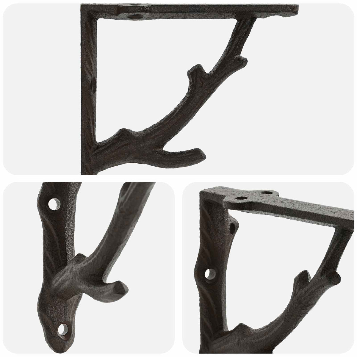 Wall Shelf Brackets 12 pcs Antique Brown Steel