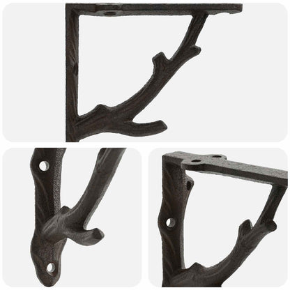Wall Shelf Brackets 12 pcs Antique Brown Steel