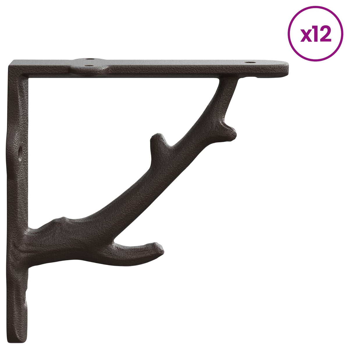 Wall Shelf Brackets 12 pcs Antique Brown Steel