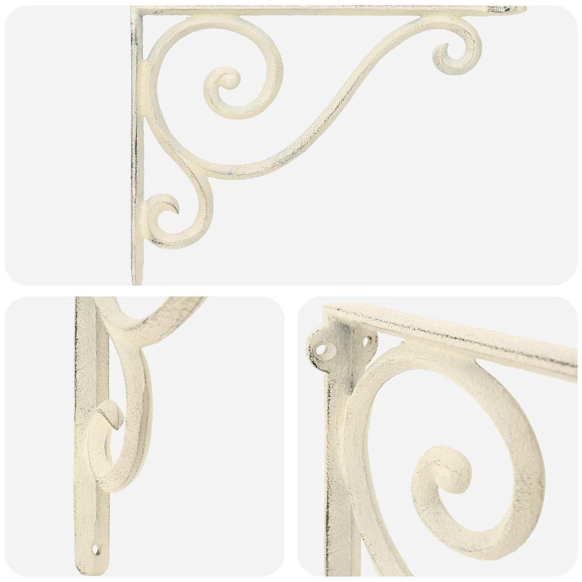 Wall Shelf Brackets 12 pcs Antique White Steel