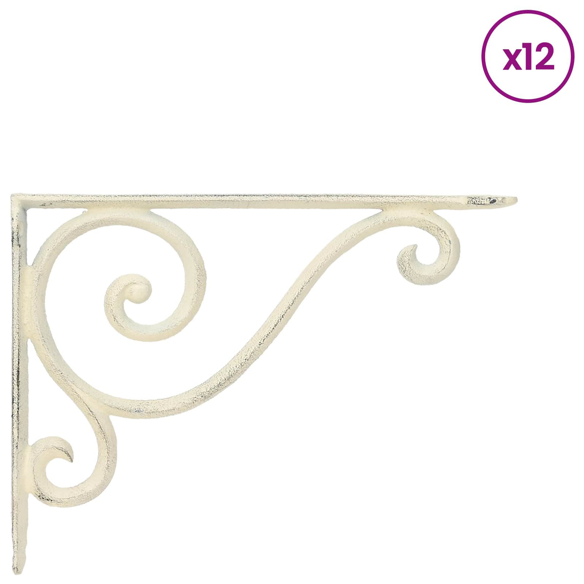 Wall Shelf Brackets 12 pcs Antique White Steel