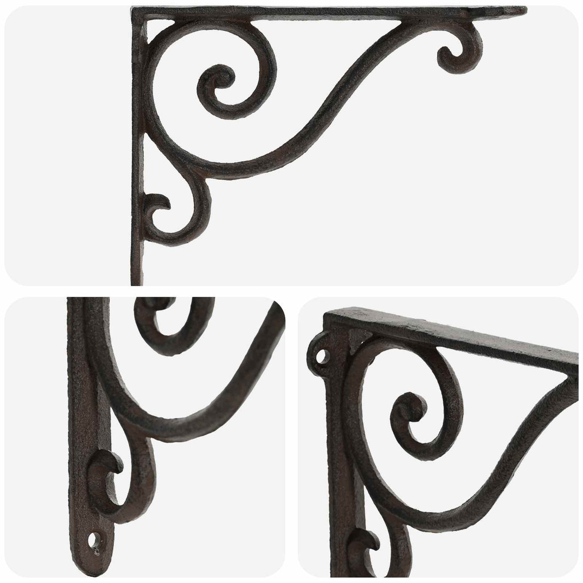 Wall Shelf Brackets 12 pcs Antique Brown Steel