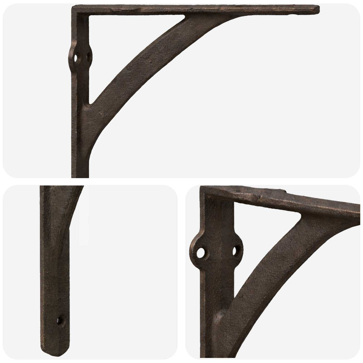 vidaXL Wall Shelf Brackets 12 pcs Antique Brown 14.5 x 14.5 x 3.5 cm 5