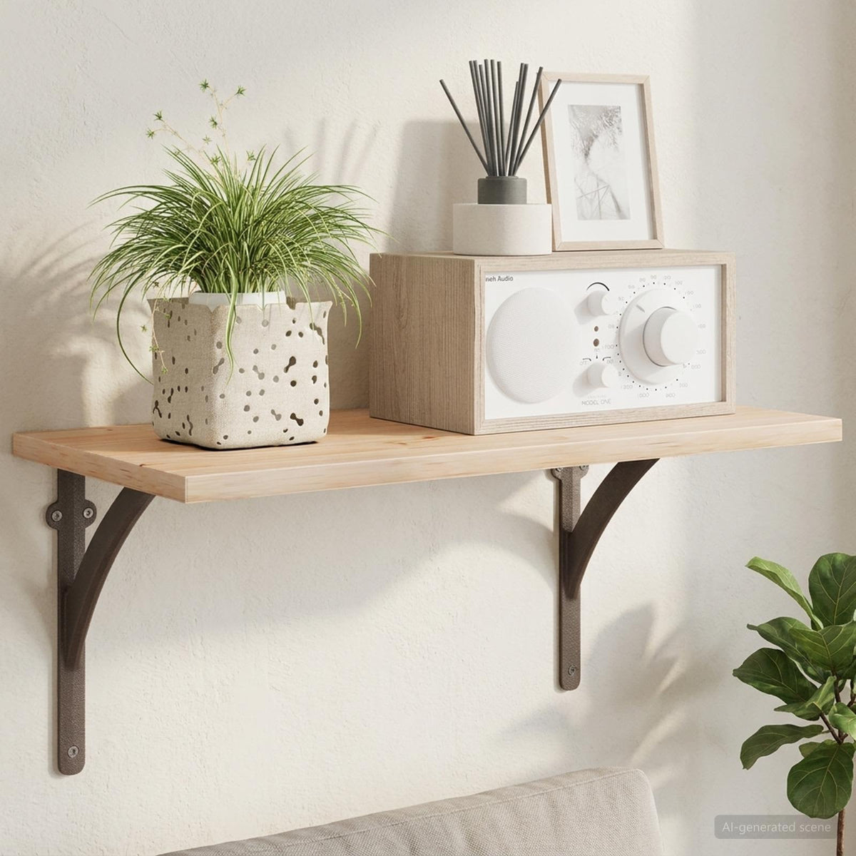 vidaXL Wall Shelf Brackets 12 pcs Antique Brown 14.5 x 14.5 x 3.5 cm 1