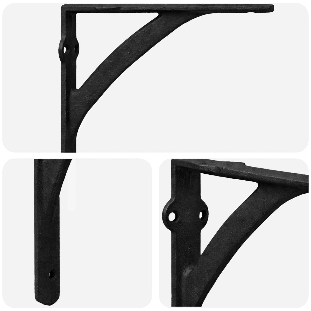 vidaXL Wall Shelf Brackets 12 pcs Black 14.5 x 14.5 x 3.5 cm Steel 5