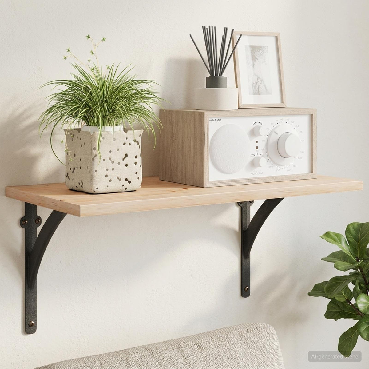 vidaXL Wall Shelf Brackets 12 pcs Black 14.5 x 14.5 x 3.5 cm Steel 1