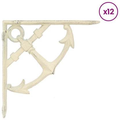 vidaXL Wall Shelf Brackets 12 pcs Antique White 14.5 x 14.5 x 3.5 cm 4