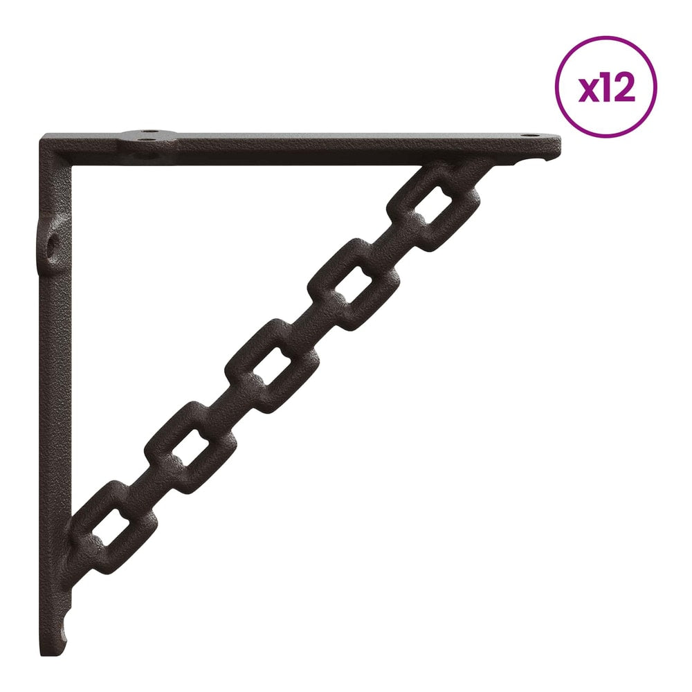 Wall Shelf Brackets 12 pcs Antique Brown