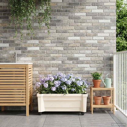vidaXL Calypso Planter with Wheels PP White 1