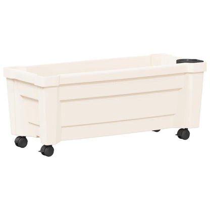 vidaXL Calypso Planter with Wheels PP White 2