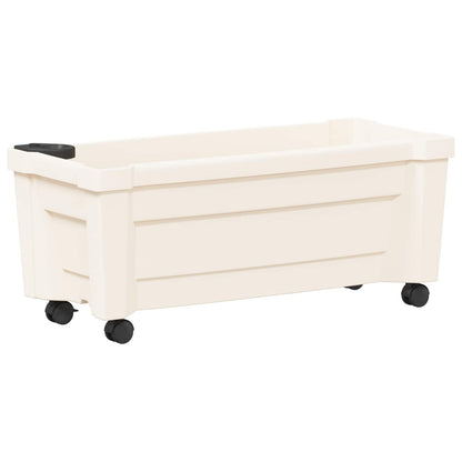 vidaXL Calypso Planter with Wheels PP White 6