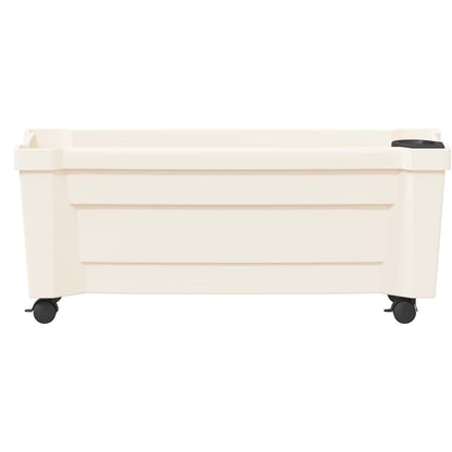 vidaXL Calypso Planter with Wheels PP White 4