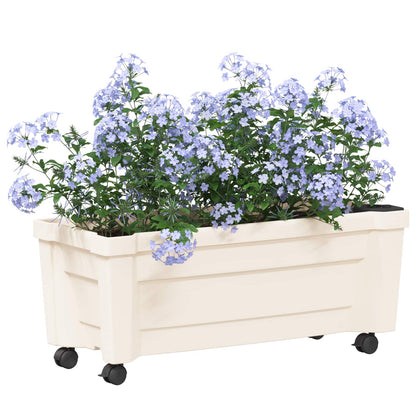 vidaXL Calypso Planter with Wheels PP White 3
