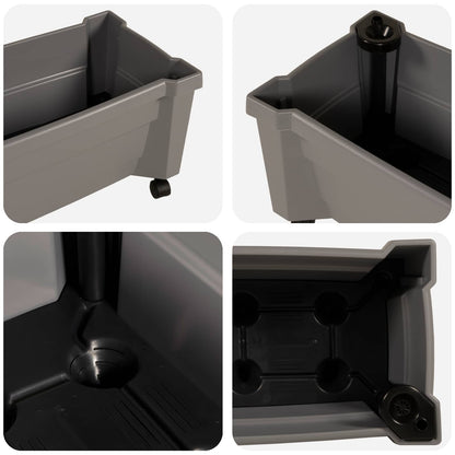 vidaXL Calypso Planter with Wheels PP Grey 6