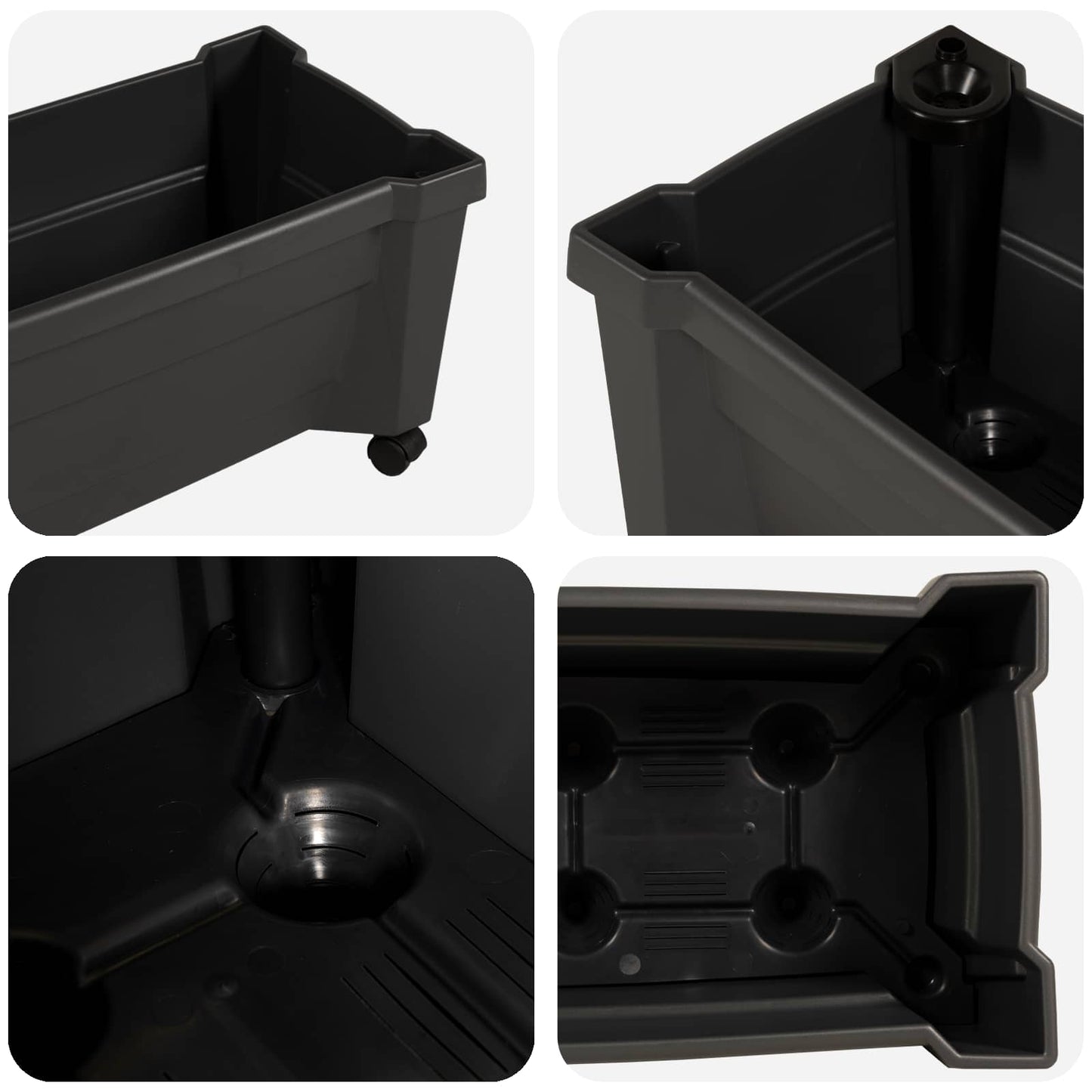 vidaXL Calypso Planter with Wheels PP Anthracite 6