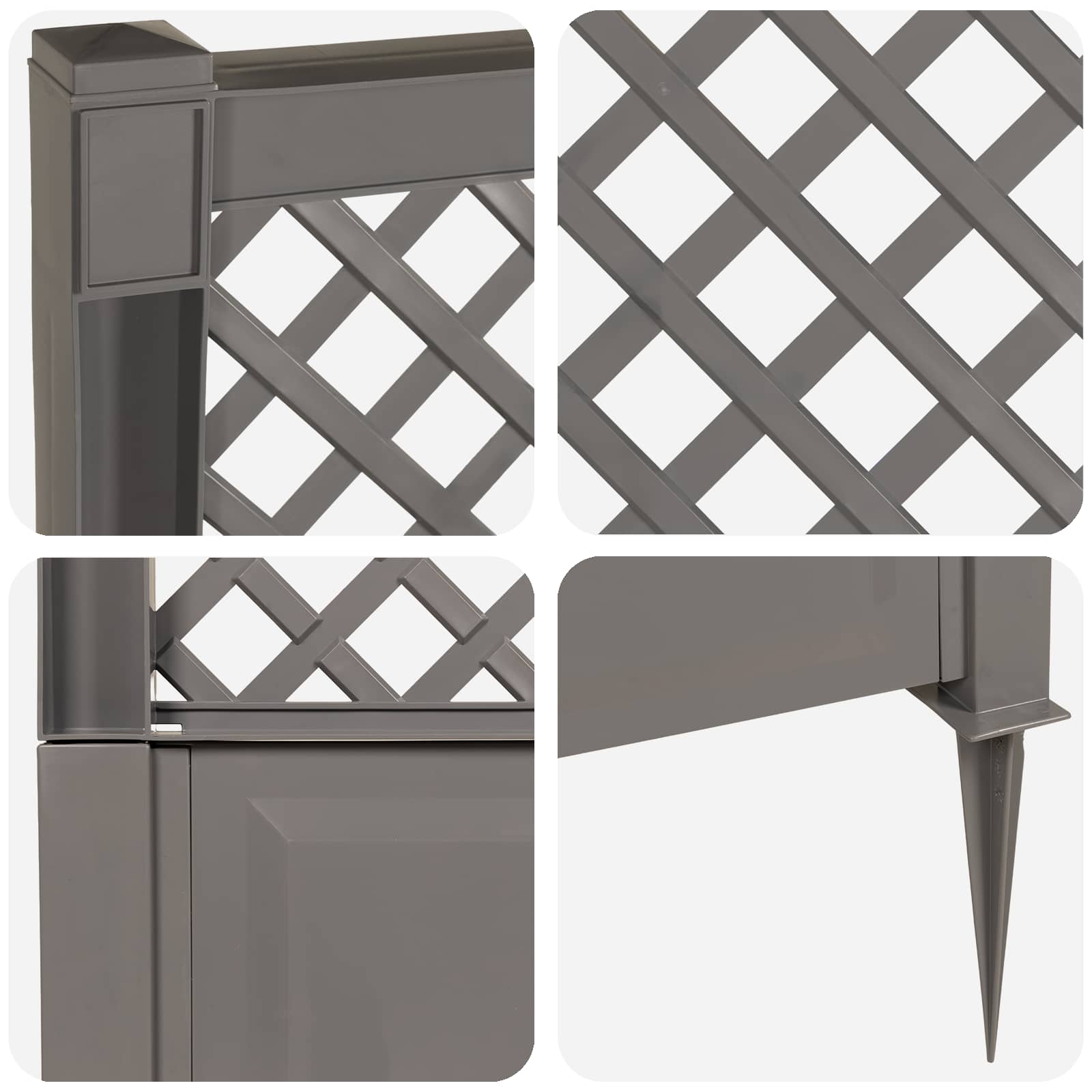 vidaXL Trellis with Spike PP Grey 6
