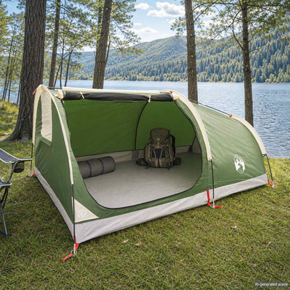 vidaXL Hiking Tent Water-Resistant 2-Person Green 1