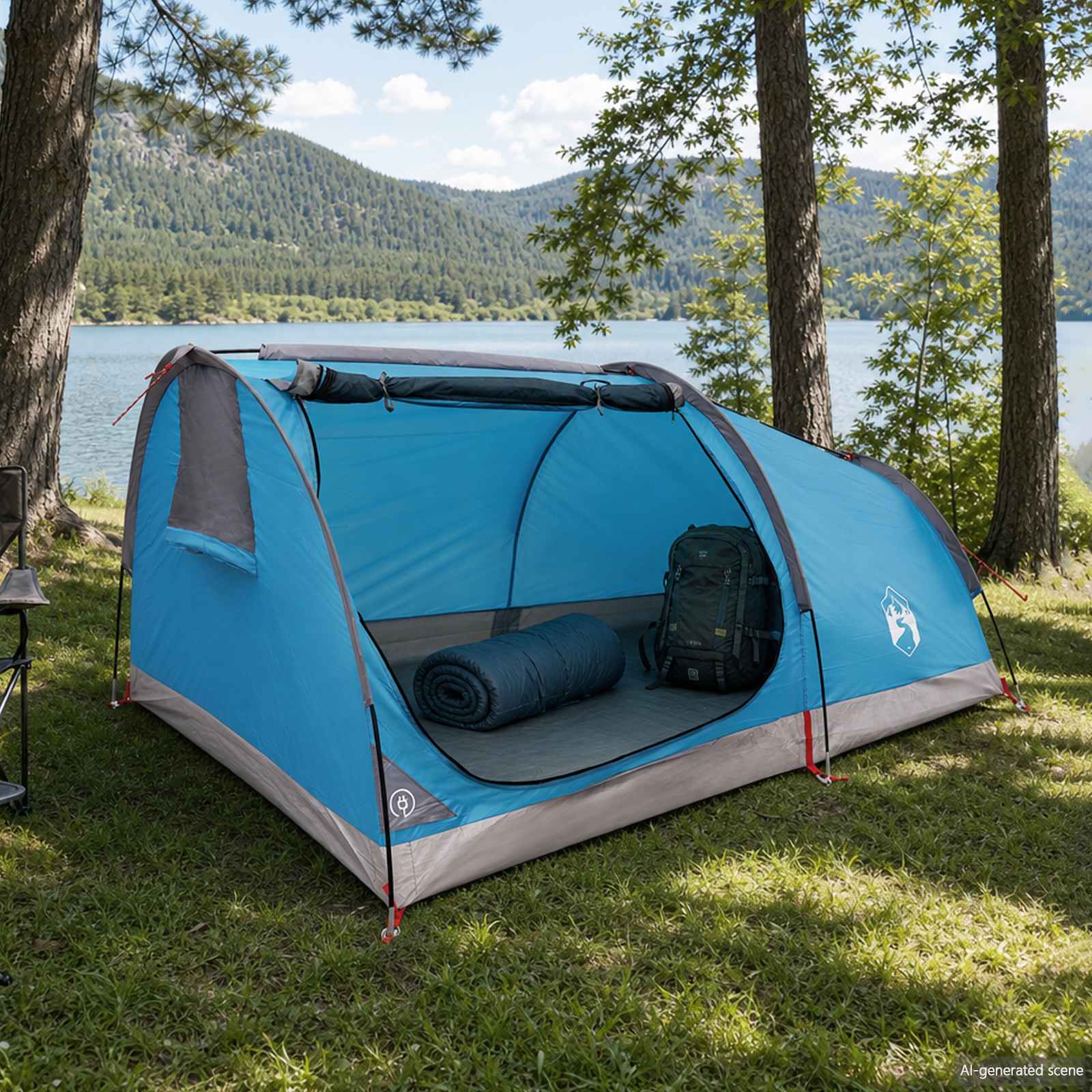 vidaXL Hiking Tent Water-Resistant 2-Person Blue 1