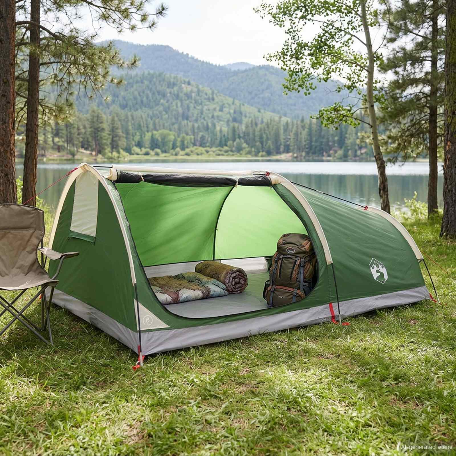 vidaXL Hiking Tent Water-Resistant 1-Person 1-Person Green 1