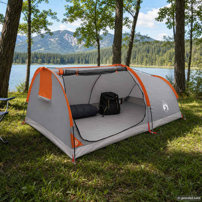 vidaXL Hiking Tent Water-Resistant 1-Person Grey and Orange 1