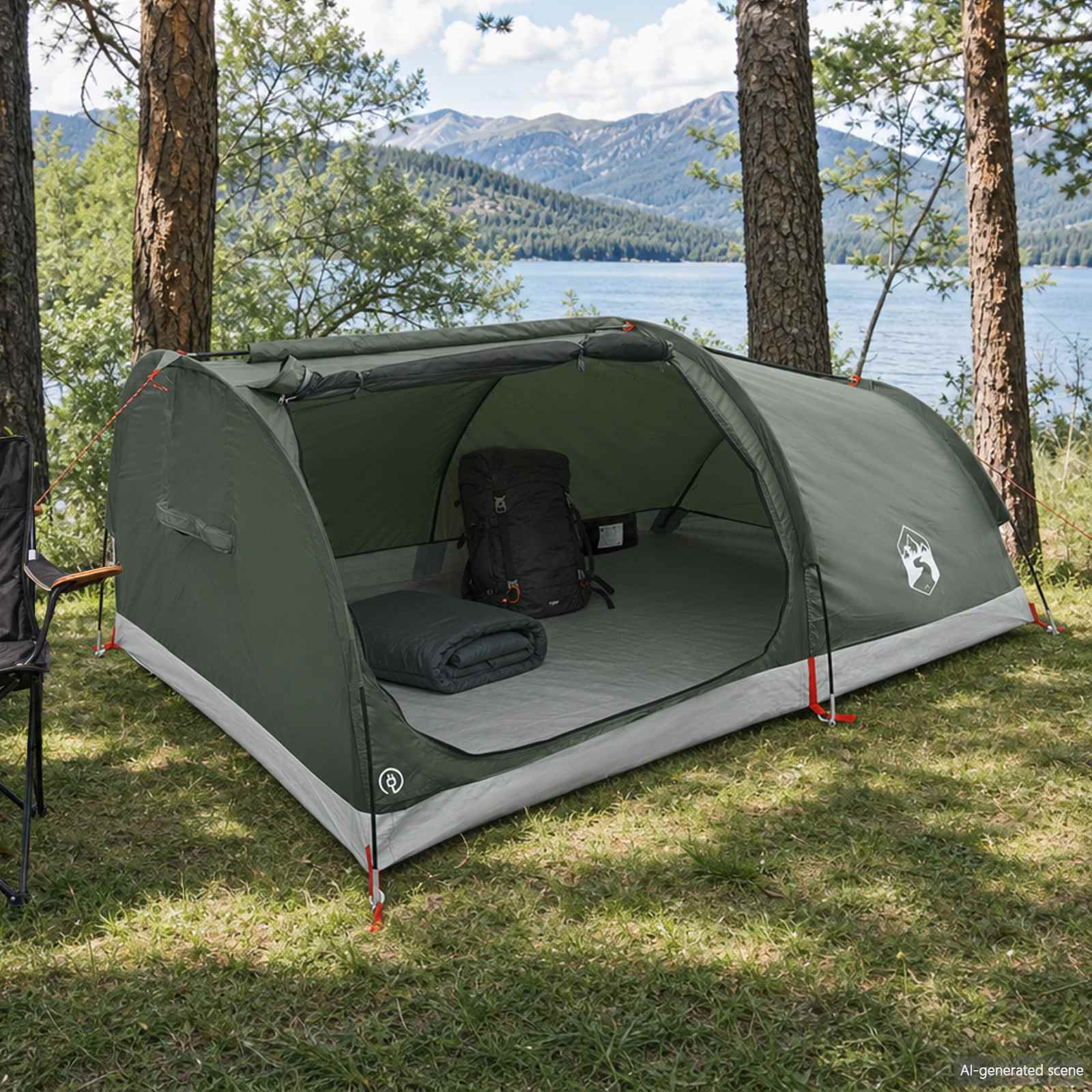 vidaXL Hiking Tent Water-Resistant 1-Person Army Green 1