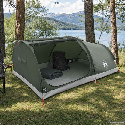vidaXL Hiking Tent Water-Resistant 1-Person Army Green 1