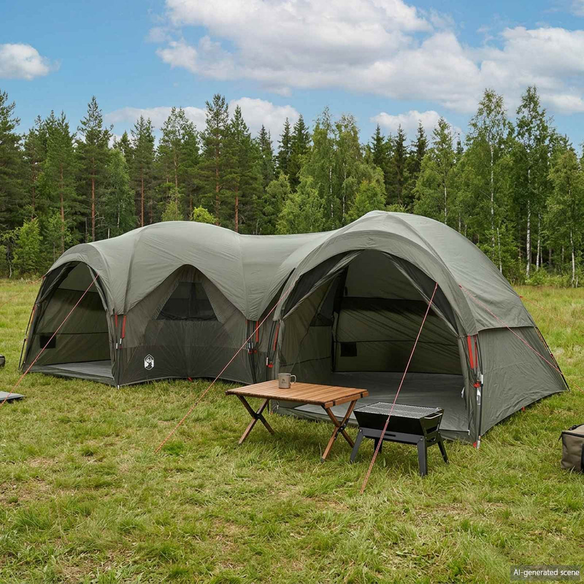 Family Tent with Rainfly Water-resistant 5-Person Army green