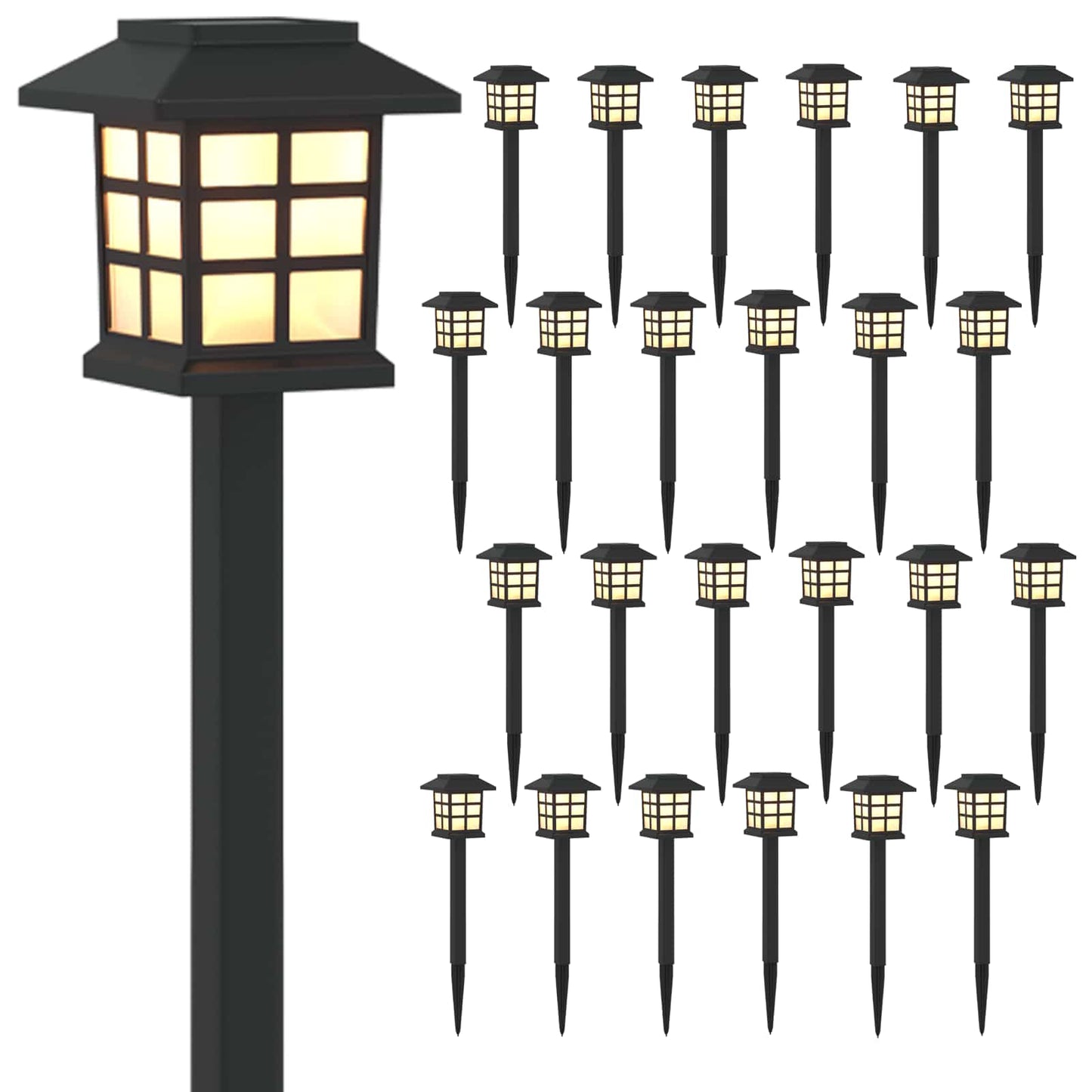 vidaXL Outdoor Solar Lights with Ground Spike 24 pcs Warm White PP 2