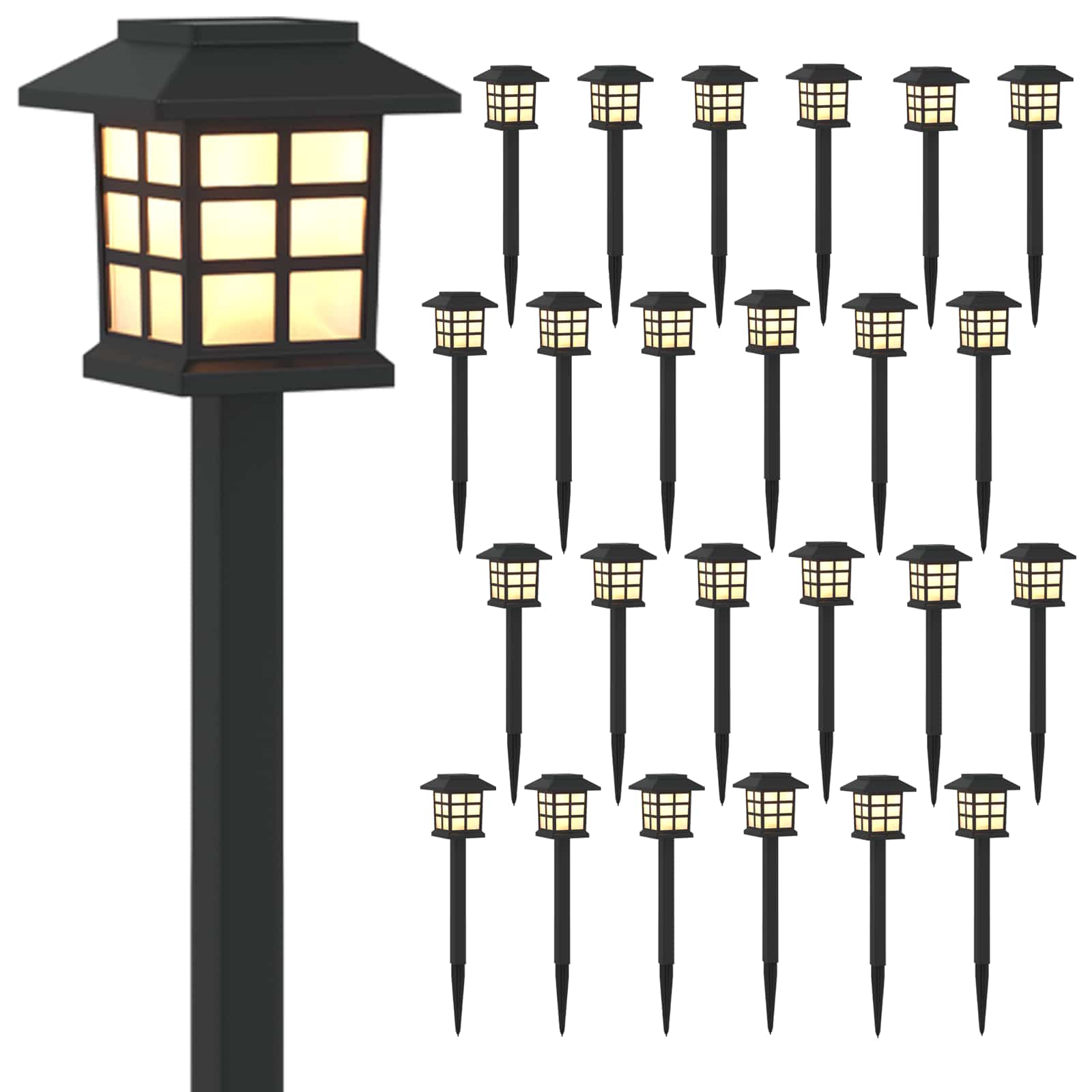vidaXL Outdoor Solar Lights with Ground Spike 24 pcs Warm White PP 2