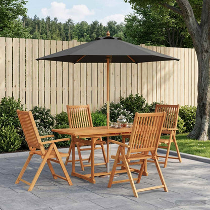 Outdoor Dining Set with Parasol 6 pcs 4-Seaters Anthracite and natural 4