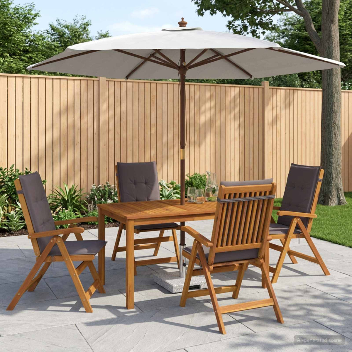 Outdoor Dining Set with Parasol 6 pcs 4-Seaters Anthracite 4