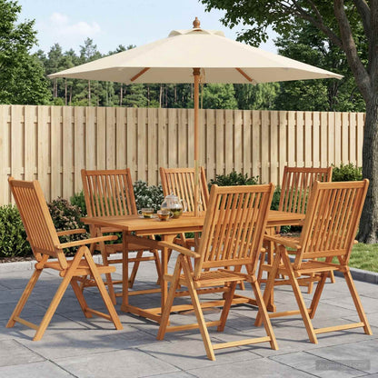 Outdoor Dining Set with Parasol 6 pcs 4-Seaters Cream white and natural 6