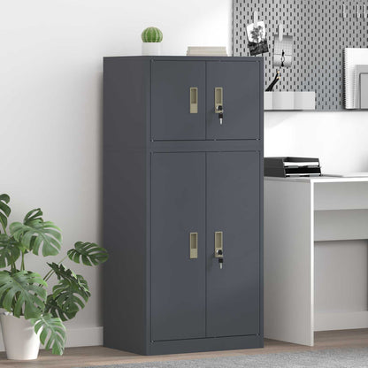 Storage Cabinet 2 pcs 60 x 40 x 220 cm Steel Lockable Anthracite 90 cm
