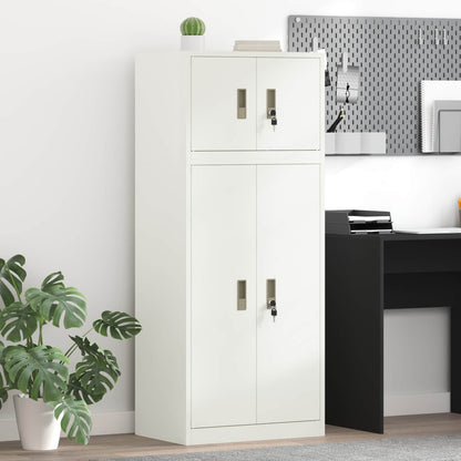 Storage Cabinet 2 pcs 60 x 40 x 220 cm Steel Lockable White 105 cm