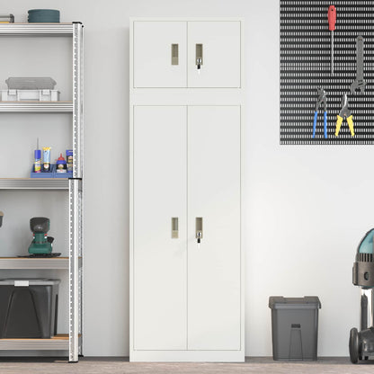Storage Cabinet 2 pcs 60 x 40 x 220 cm Steel Lockable White 140 cm