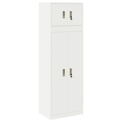 Storage Cabinet 2 pcs 60 x 40 x 220 cm Steel Lockable White 140 cm
