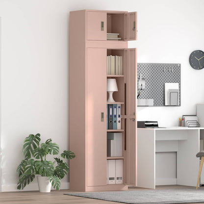 Storage Cabinet 2 pcs 60 x 40 x 220 cm Steel Lockable Pink 180 cm