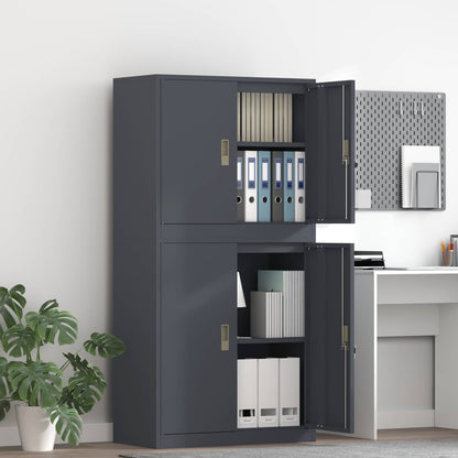Storage Cabinet 2 pcs 80 x 40 x 175 cm Steel Lockable Anthracite 90 cm