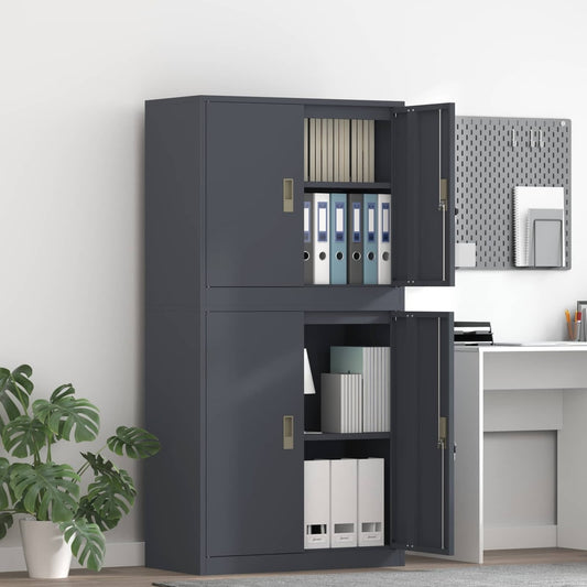 Storage Cabinet 2 pcs 80 x 40 x 175 cm Steel Lockable Anthracite 90 cm