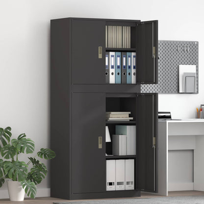 Storage Cabinet 2 pcs 80 x 40 x 175 cm Steel Lockable Black 105 cm