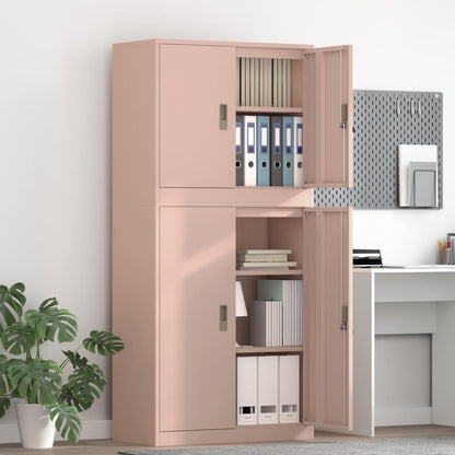 Storage Cabinet 2 pcs 80 x 40 x 175 cm Steel Lockable Pink 105 cm