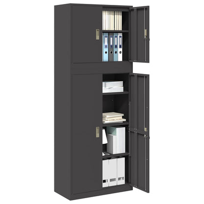 Storage Cabinet 2 pcs 80 x 40 x 175 cm Steel Lockable Black 140 cm