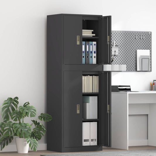 Storage Cabinet 2 pcs 60 x 40 x 210 cm Steel Black 105 cm