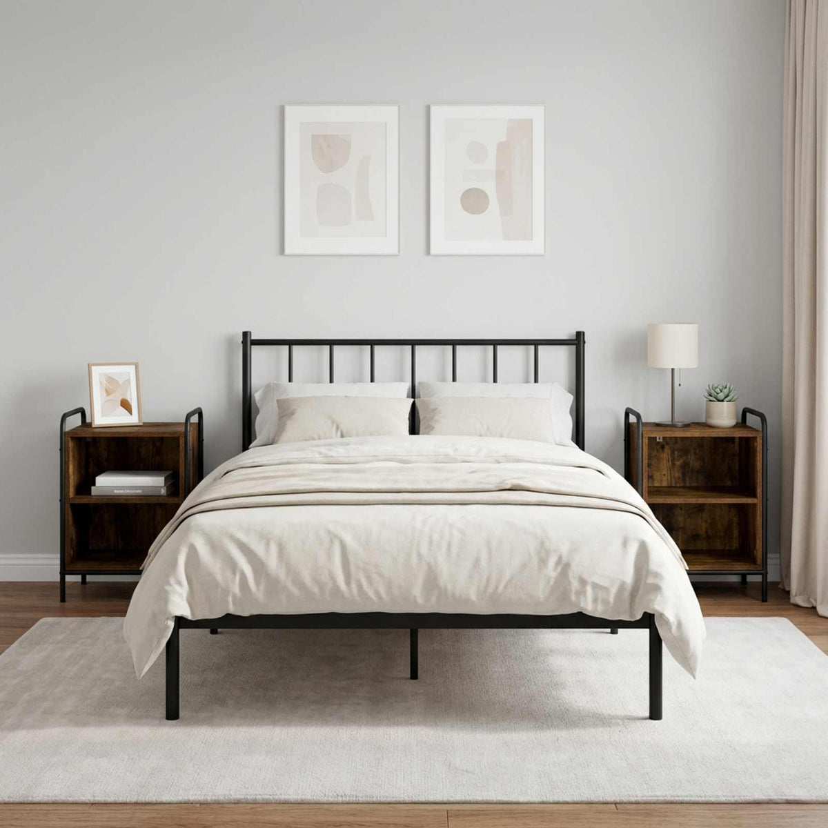 vidaXL Bedside Cabinet 2 pcs Smoked Oak 40 x 30 x 60 cm 1