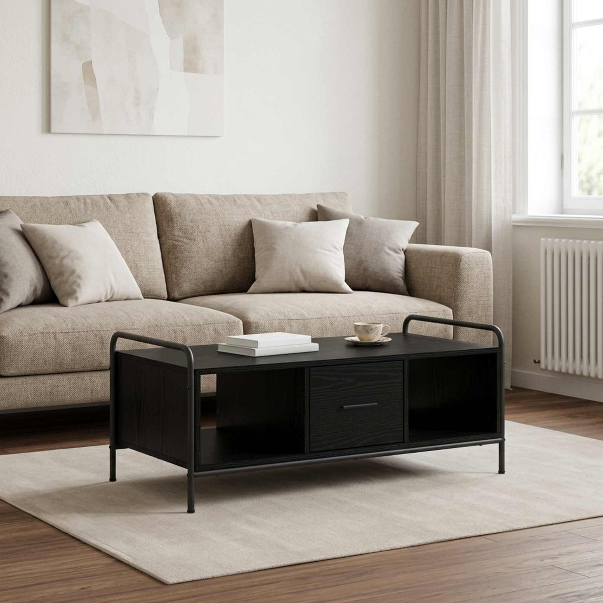 vidaXL Coffee Table Black Oak 99.5 x 49 x 41 cm Engineered Wood 1