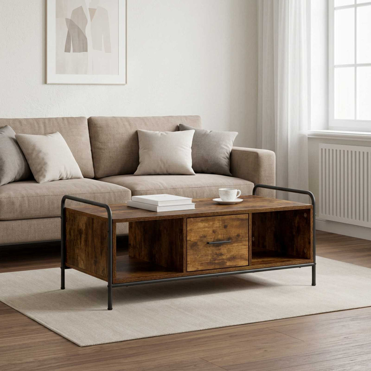 vidaXL Coffee Table Smoked Oak 99.5 x 49 x 41 cm Engineered Wood 1