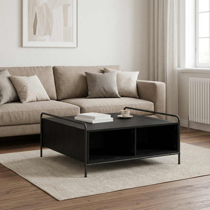 Coffee Table Engineered Wood Black oak 90 cm 90 cm