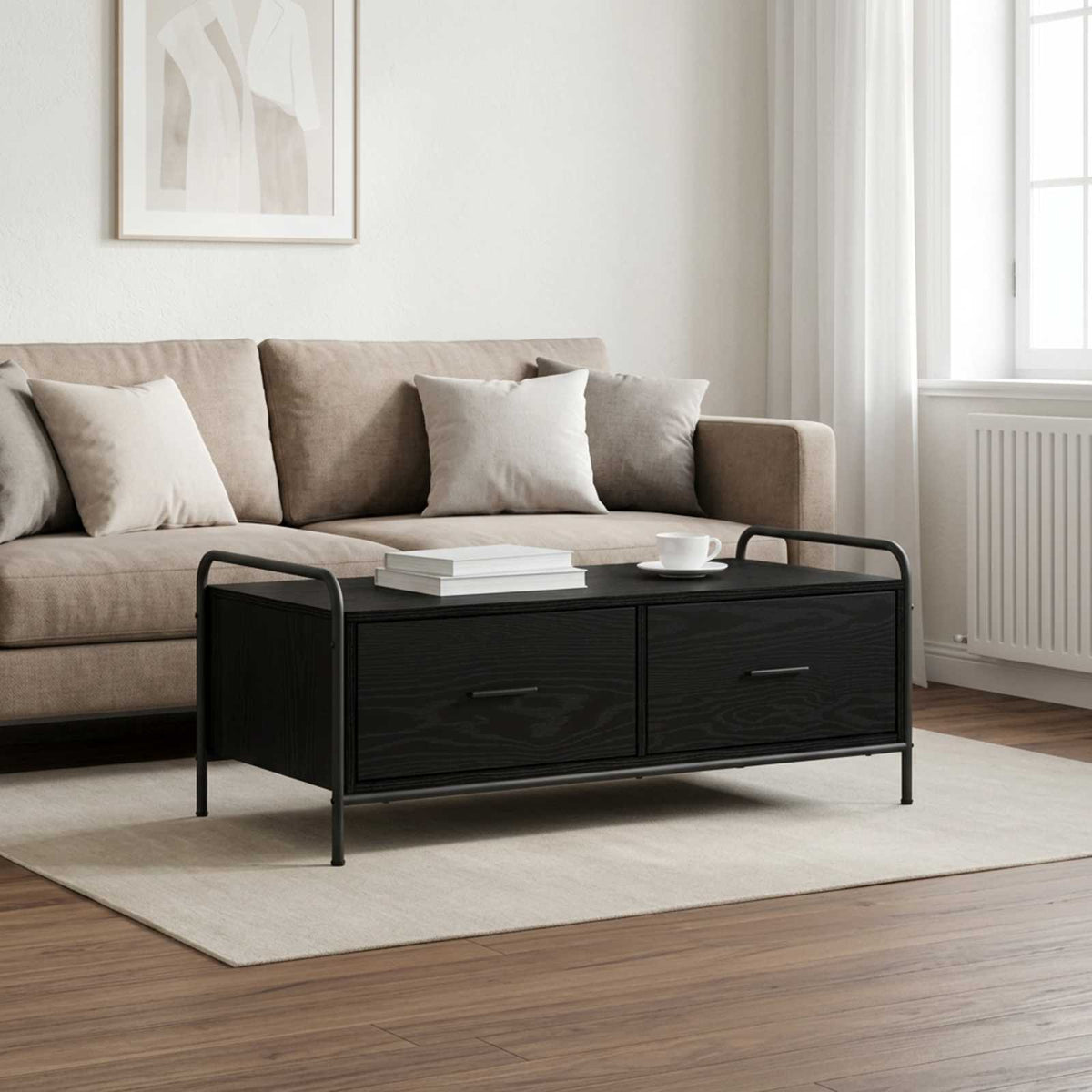 Coffee Table 99.5 x 49 x 41 cm Engineered Wood Black oak