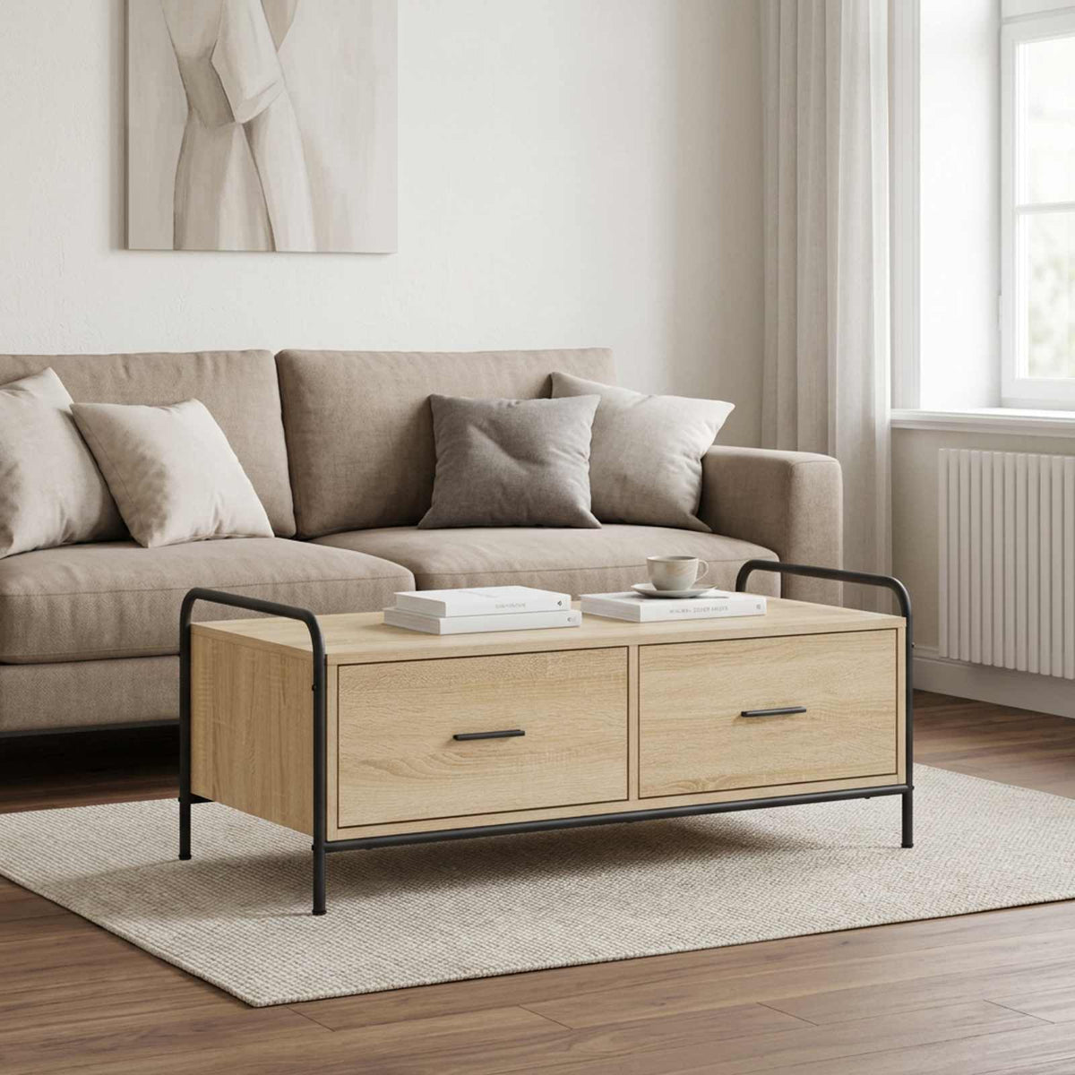 Coffee Table 99.5 x 49 x 41 cm Engineered Wood Sonoma oak