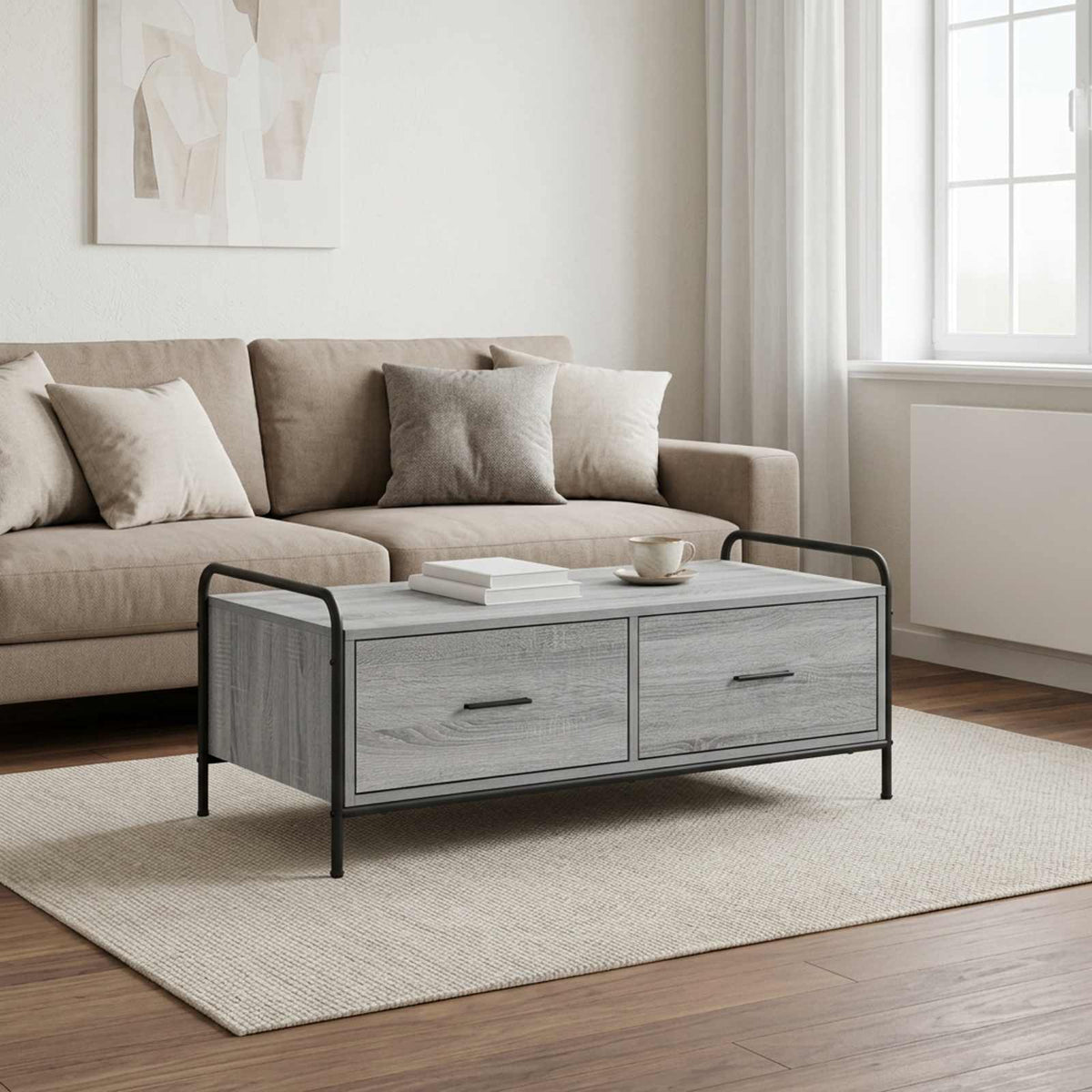 Coffee Table 99.5 x 49 x 41 cm Engineered Wood Grey sonoma